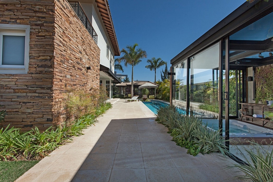 Outdoor Jacuzzi and pool area of the lavish private home