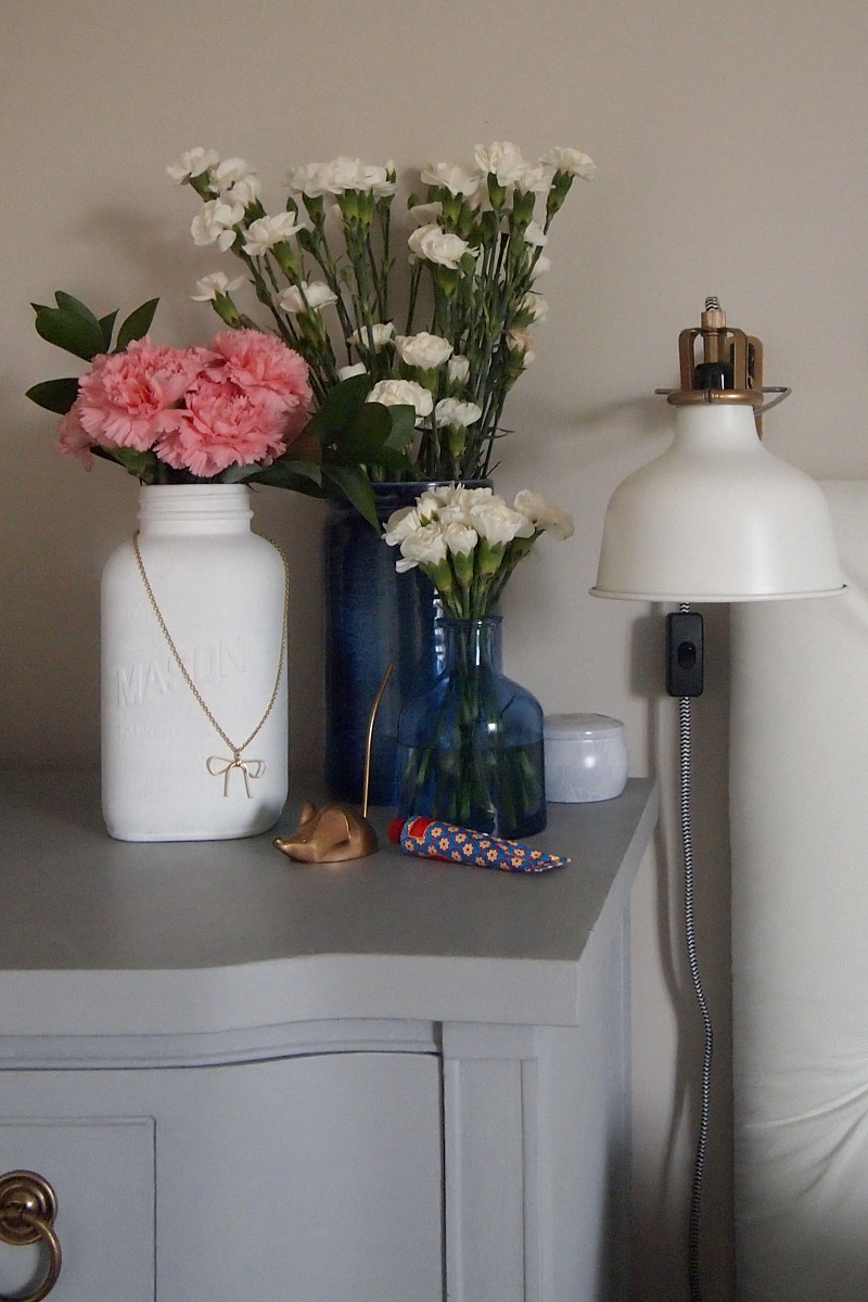 Painted mason jar bedside vase