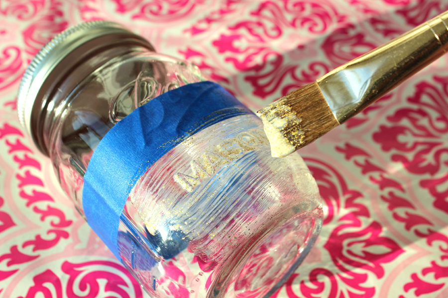 Painting Mason Jars with Gold