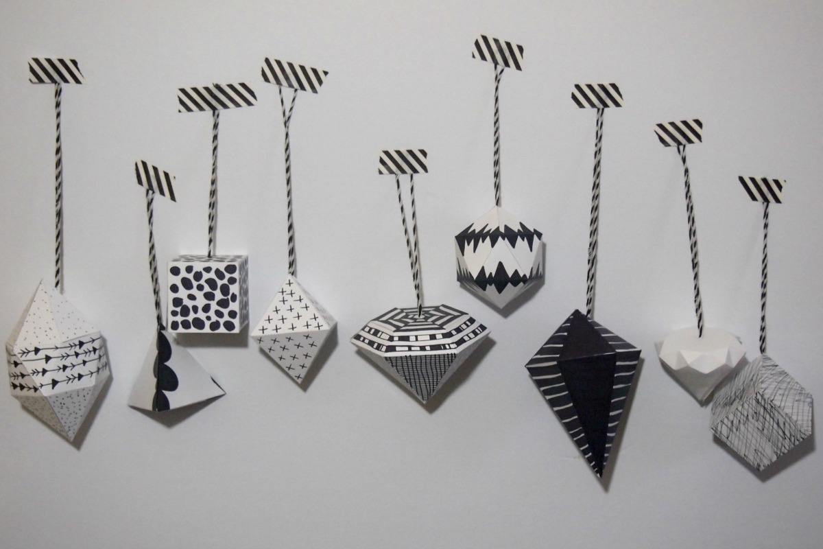 Paper ornaments in black and white