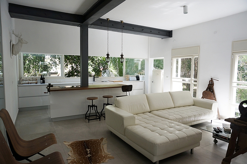 Plush white couch in the living room