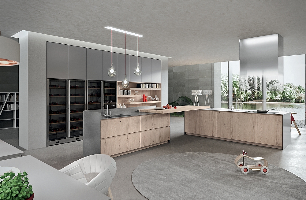 Recycled paper composite materials used to shape the trendy kitchen