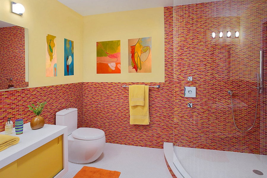 red and yellow bathroom ideas - home design