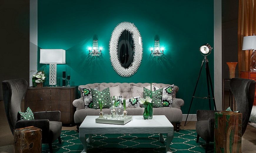 25 Green Living Rooms And Ideas To Match, Emerald Green Dining Room Walls