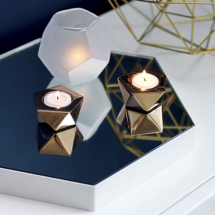 Rose gold geo candleholders