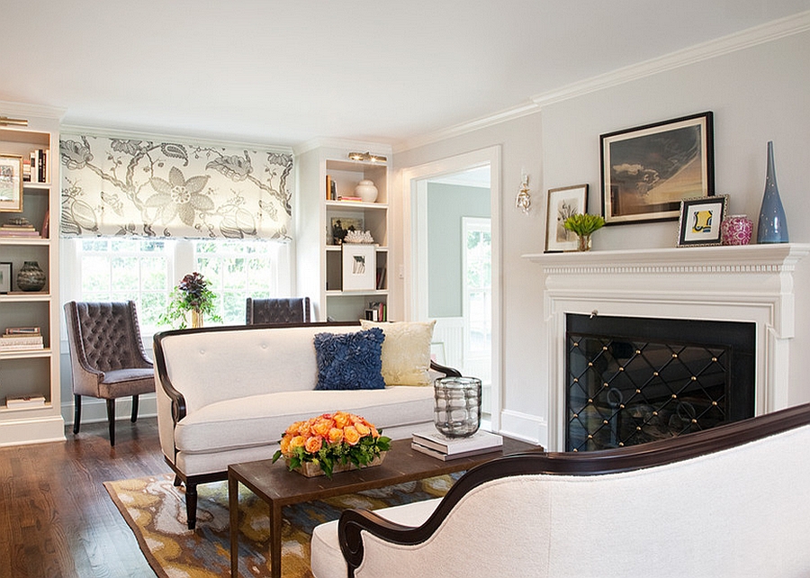 Simple and stylish family room with a cozy fireplace