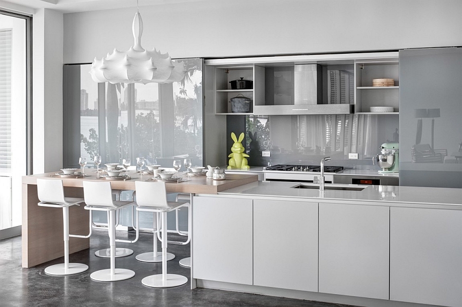 Sleek contemporary kitchen in white and gray