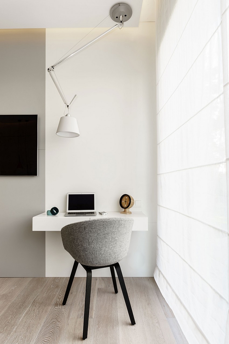 Small and elegant work area in the bedroom corner