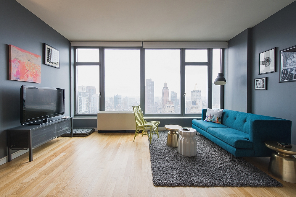 Smart living room of the Chelsea Apartment, NYC