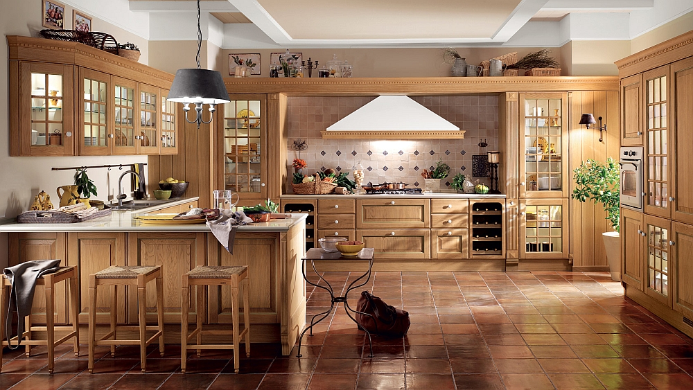 Smart modern kitchen crafted in antique natural oak