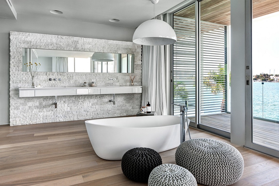 Soak in the standalone tub as you enjoy unabated Bay Views