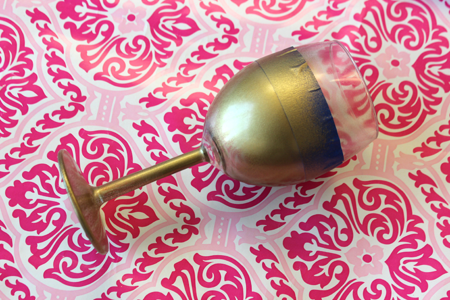 Spray Paint Wine Glass in Gold