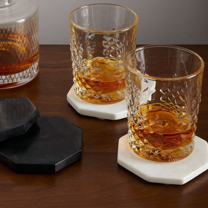 Stone hexagon coasters from West Elm