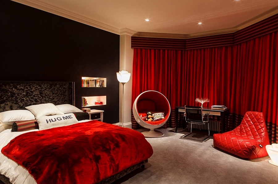 Stunning bedroom in red and black leaves you spellbound [Photography: Charlotte Gale]