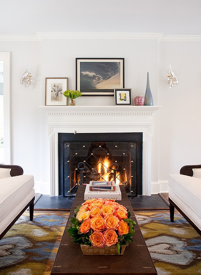 Traditional living room with a modern rug