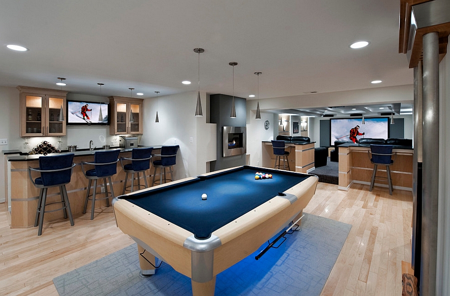Turn the basement into a cool hangout for weekend parties