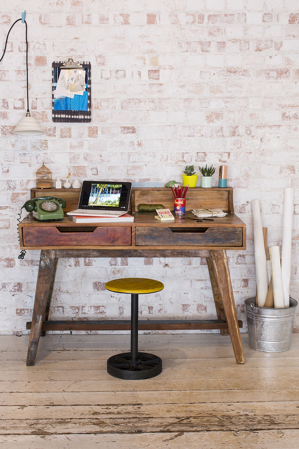 Unique reclaimed wood desk with vintage style