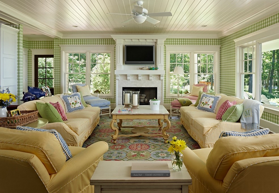 green cottage living room