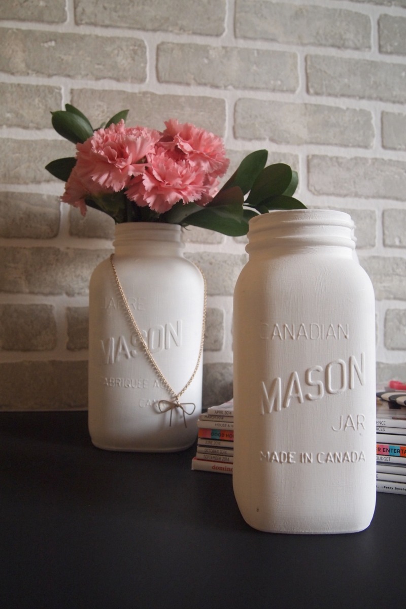 White mason jars DIY