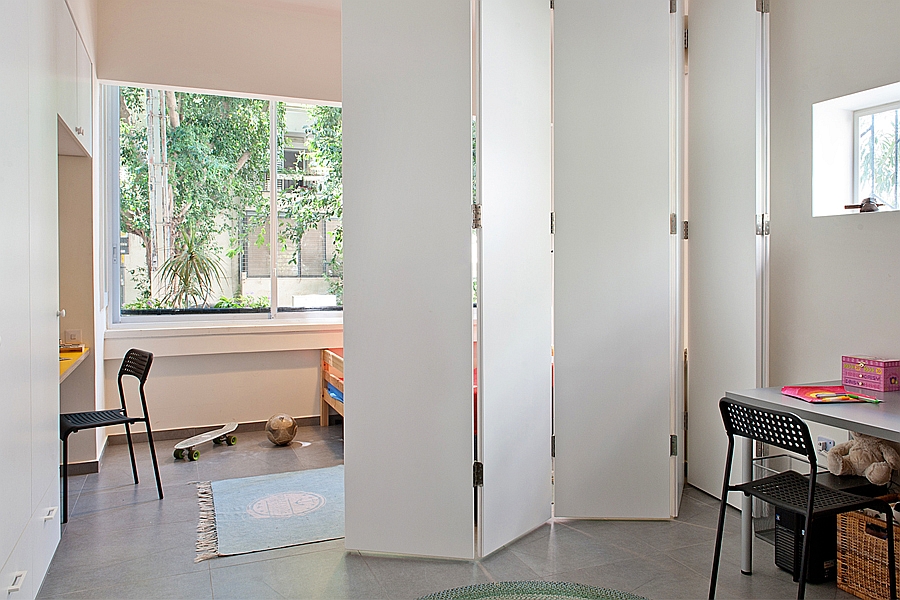 White partition helps give the kids necessary privacy