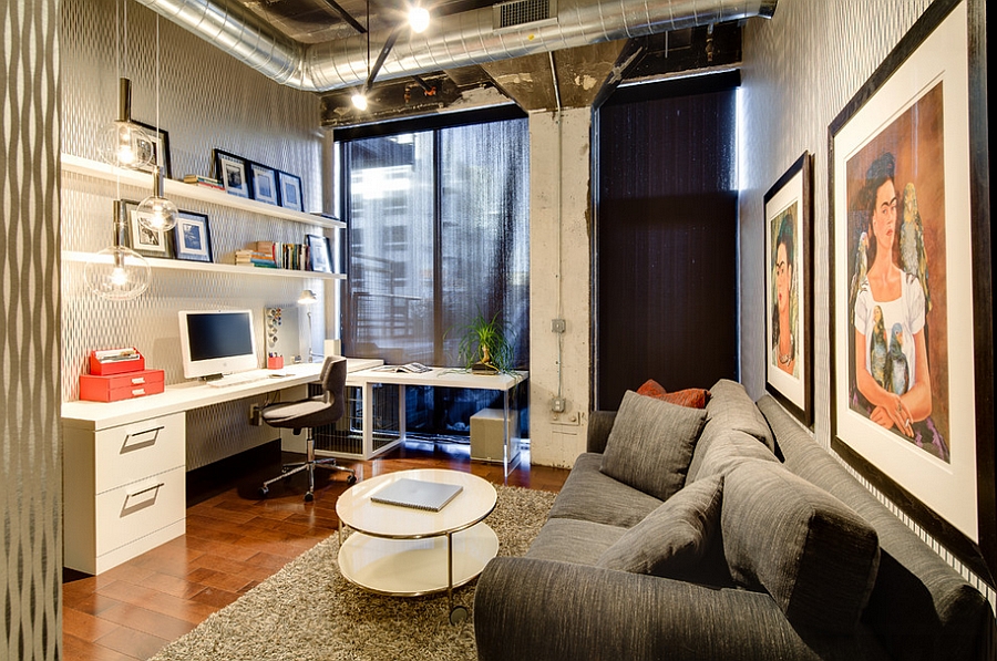 Wonderful blend of textures in the industrial office space