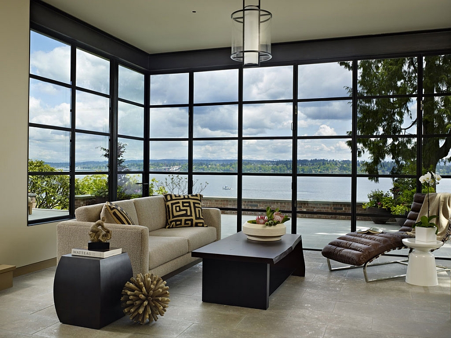 Wonderful view of lake Washington from the living area