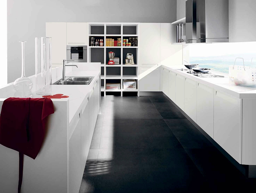 A hint of gray for the all-white kitchen