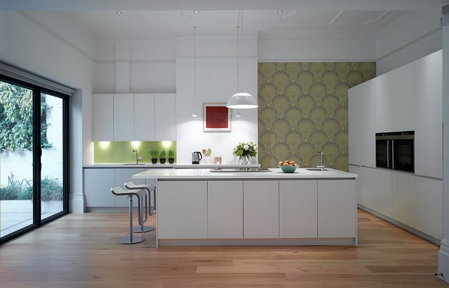 kitchen with feature wall