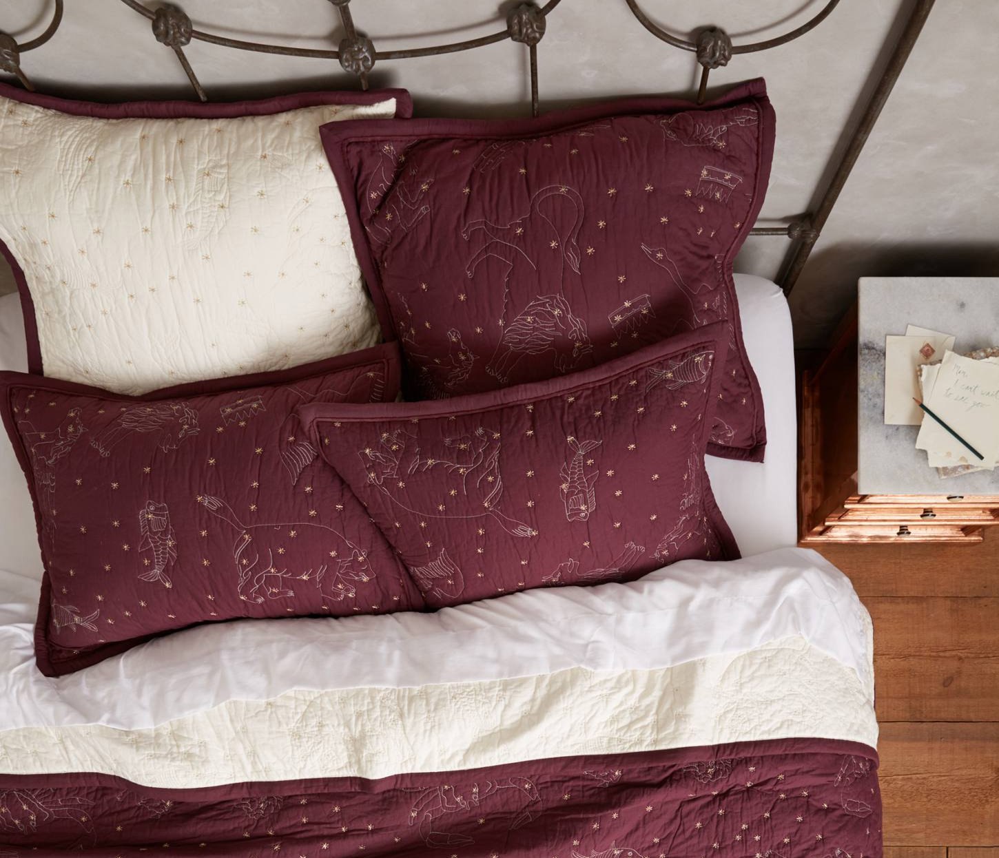 Anthropologie Cosmos Coverlet in Burgundy