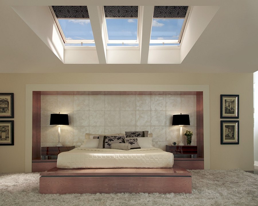 Asian style bedroom with skylights [Design: Velux]