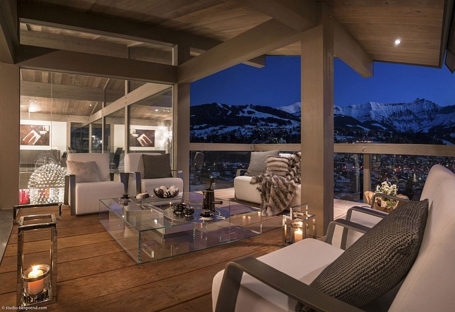 Balcony of the chalet overlooking the resort