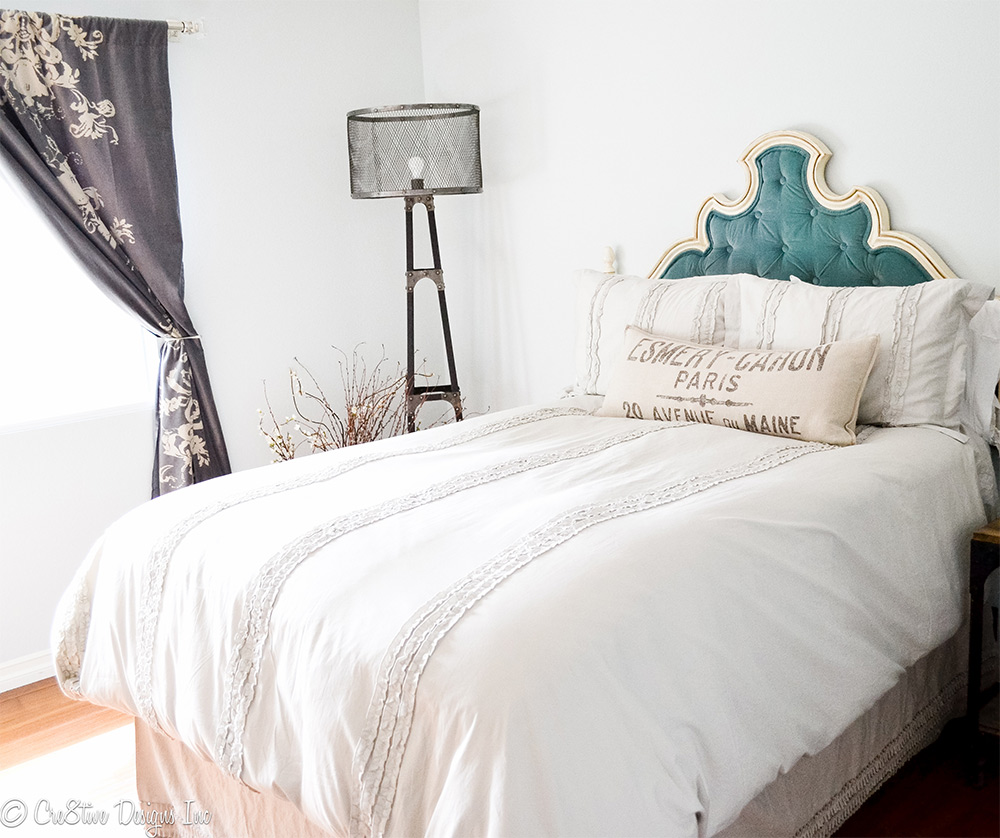 Blue Pin Tucked Headboard