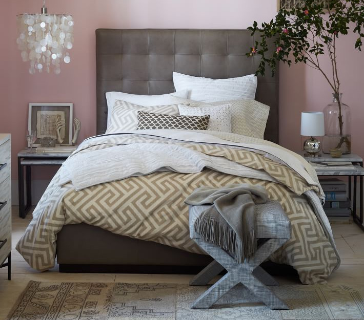 Bone Tufted Headboard in Pink Room