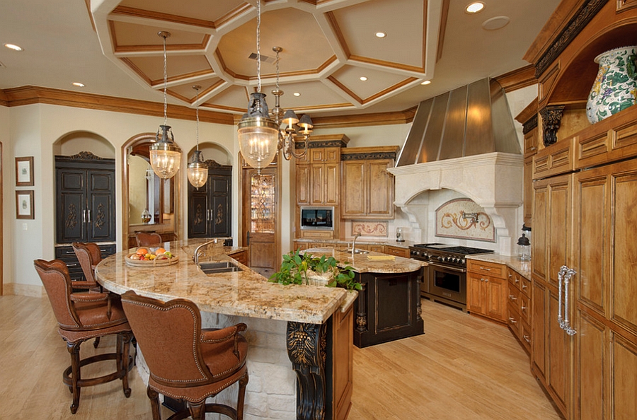 Ceiling steals the show in the kitchen [Design: Gary Keith Jackson Design]