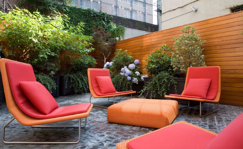 Colorful outdoor seating