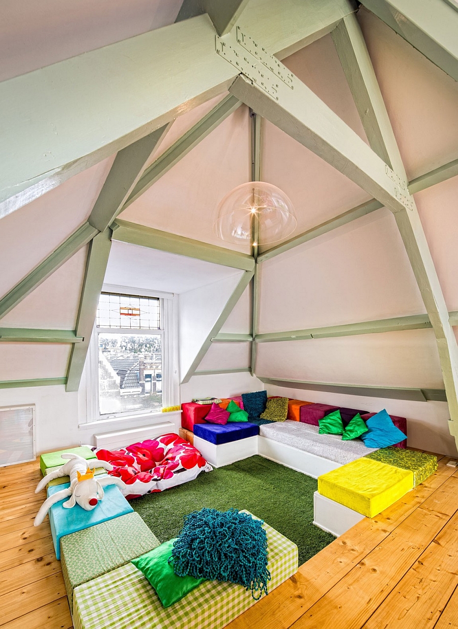 Cool kids room with vaulted ceiling