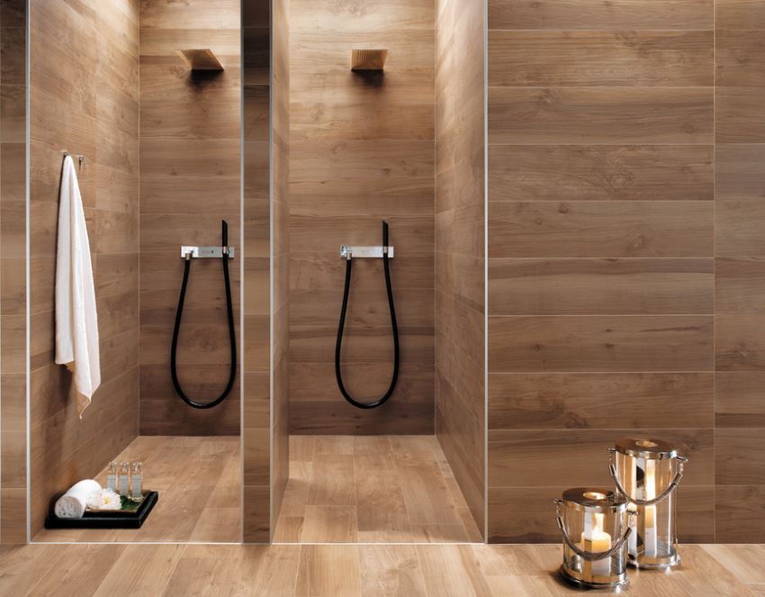 Cozy bathroom with wooden paneling