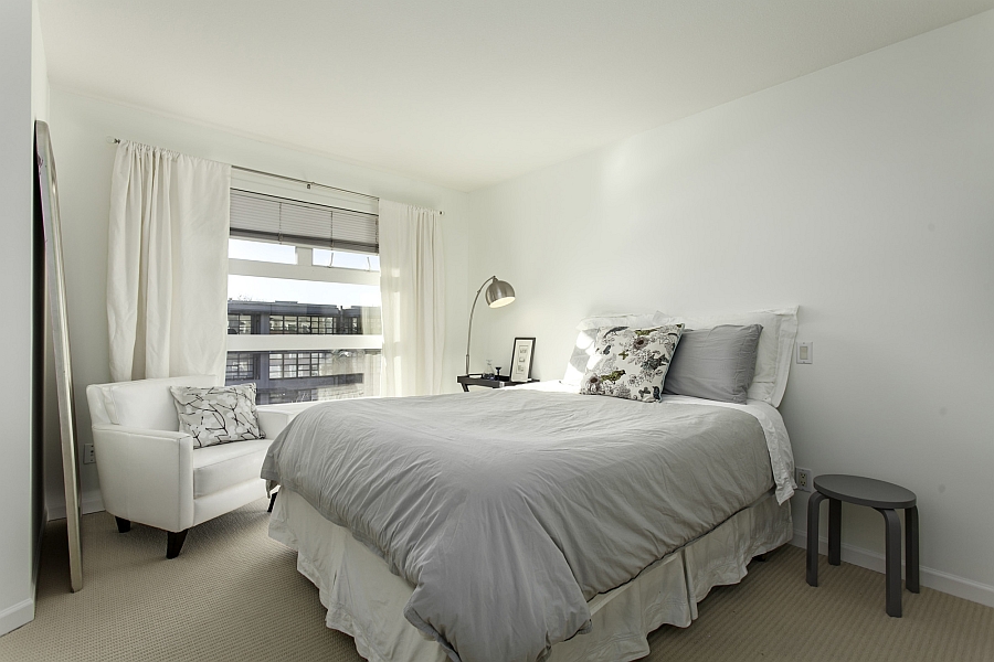 Cozy bedroom in an all-white color palette