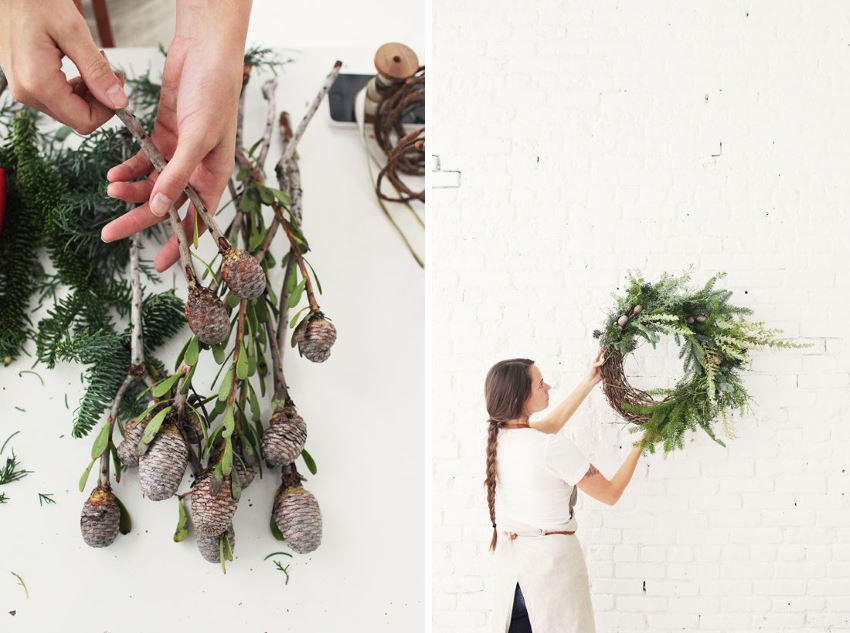 DIY holiday wreath with greenery