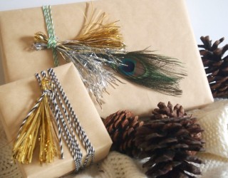 DIY Metallic Tinsel Tassel Gift Wrap