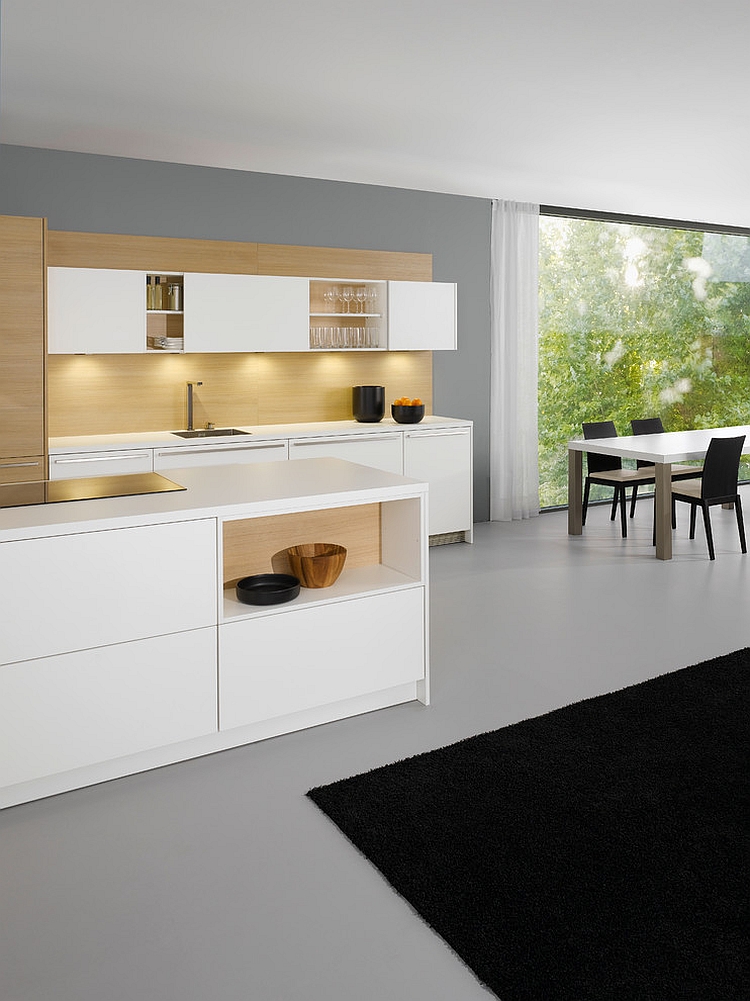 Dashing combination of closed and open shelves in the kitchen