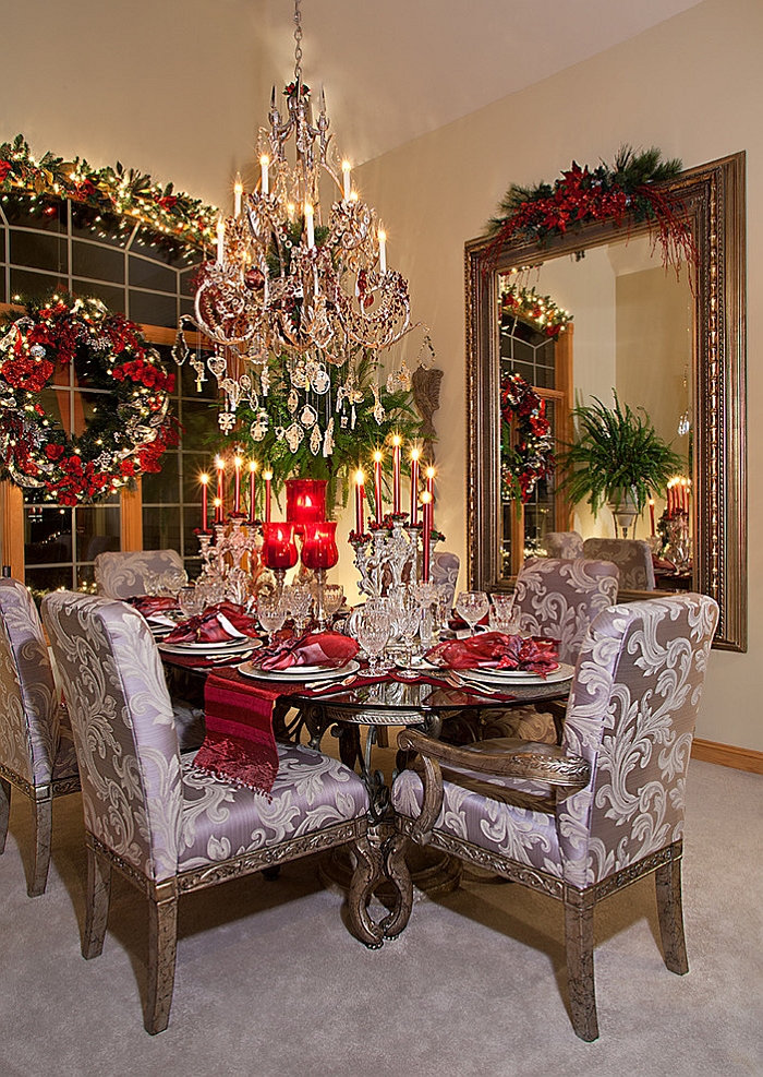 Dazzling Christmas dining room with Mediterranean flair