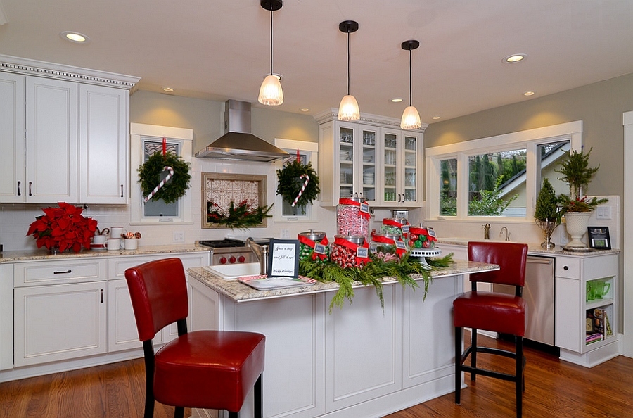 Eclectic kitchen gets a Christmassy makeover! [Design: Kerrie L. Kelly]