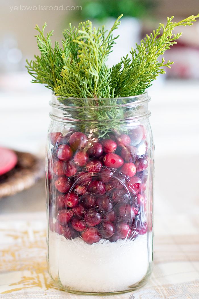 Epsom salt, cranberry and juniper centerpiece