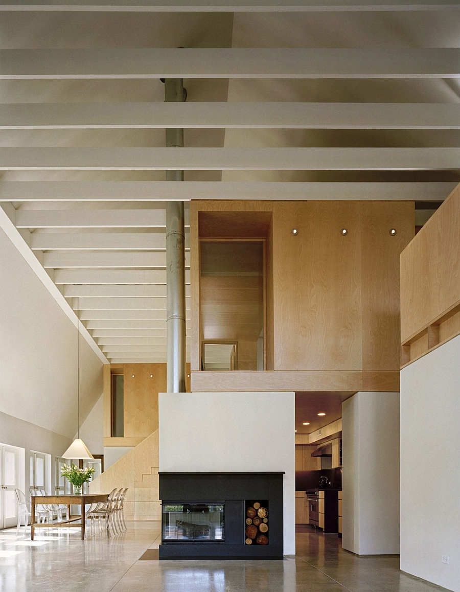 Exposed maple framing and custom woodwork steal the show