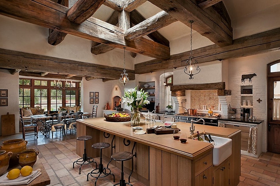 Fabulous kitchen with exposed wooden ceiling beams