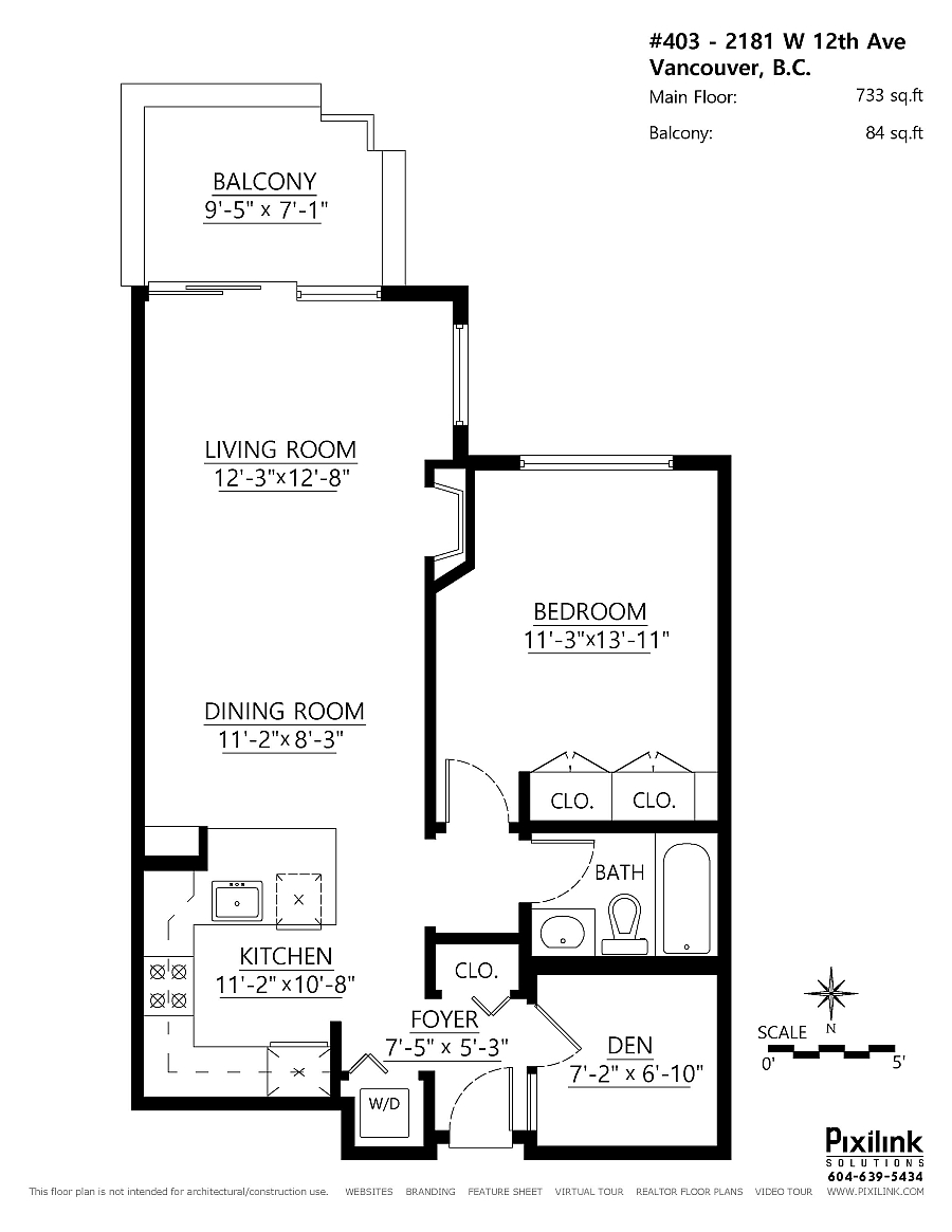 Floor plan for small single bedroom apartment with balcony