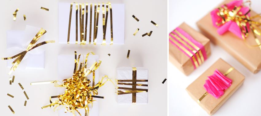 Gift wrap with gold accents