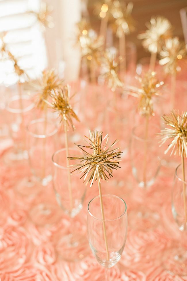 Gold tinsel drink stirrers from Em for Marvelous