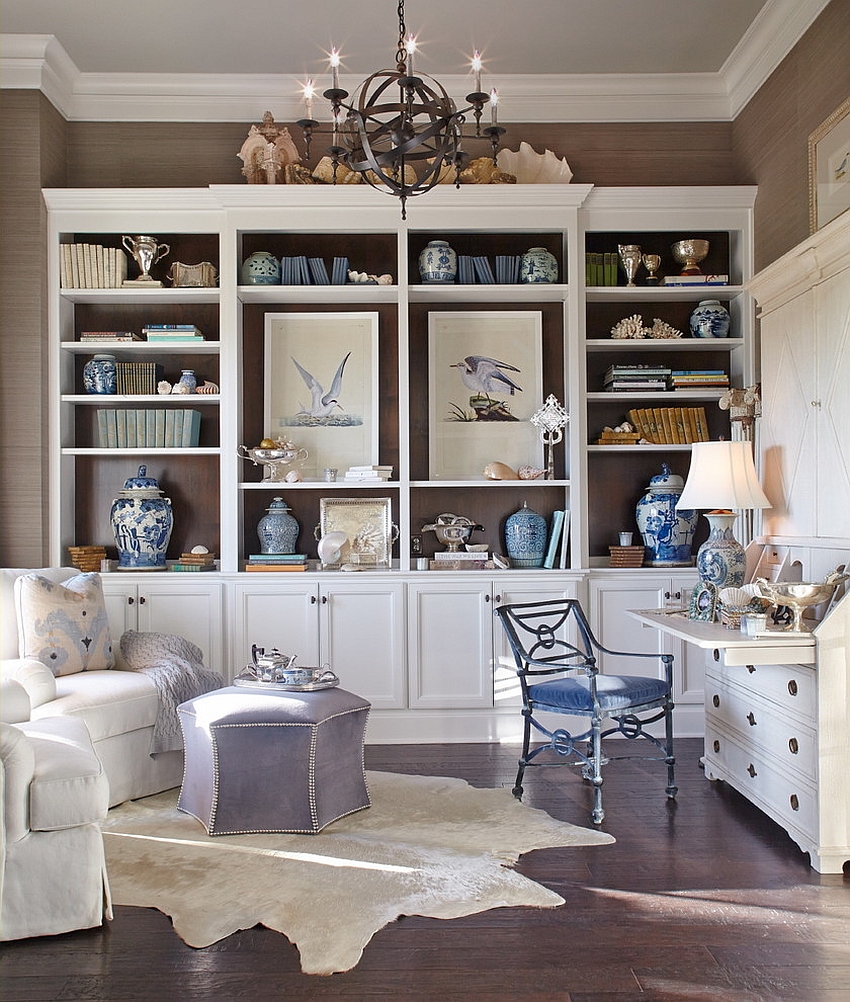 Gorgeous beach style home office and study [Design: CDA Interior Design]